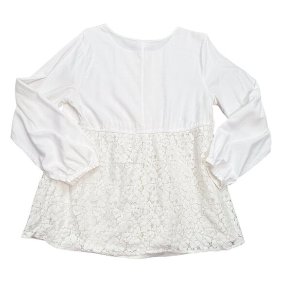 Isabel Maternity Babydoll Ecru Lace Long Sleeve Blouse Women's Sz XL - Picture 7 of 7